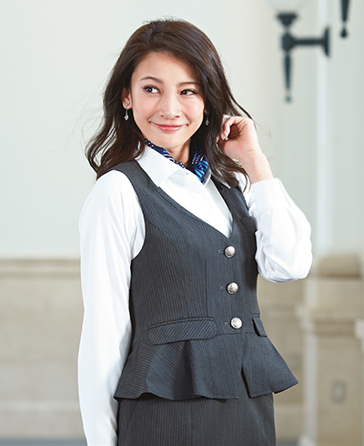 事務服 ベスト-ストライプ｜会社の制服通販はCue!事務服