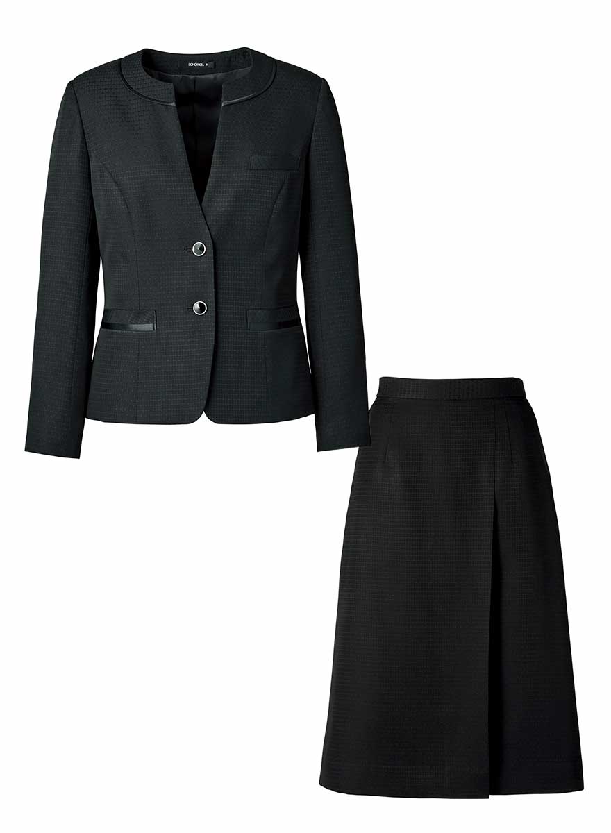 ブルーのドットが華やかさをプラス！上質なブラックのジャケット＋スカートセット - AJ0278/AS2331商品画像10