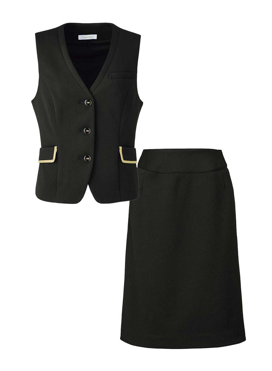 飾りフラップ付きポケットが上品な女性らしさプラスするベスト+スカートセット - WN50V/WN50S商品画像12