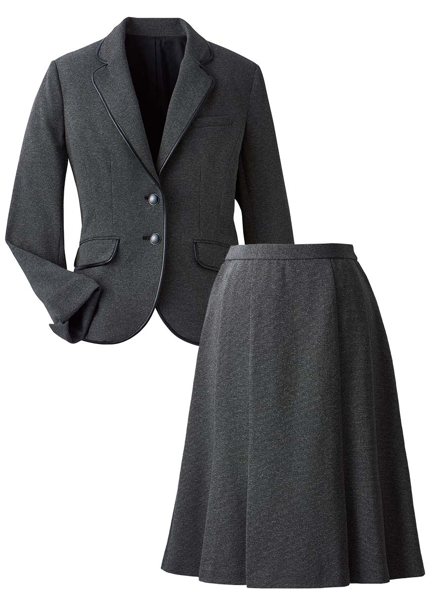 上質感が漂うこだわり杢グレーのジャケット+スカートセット - 9186/9858商品画像4