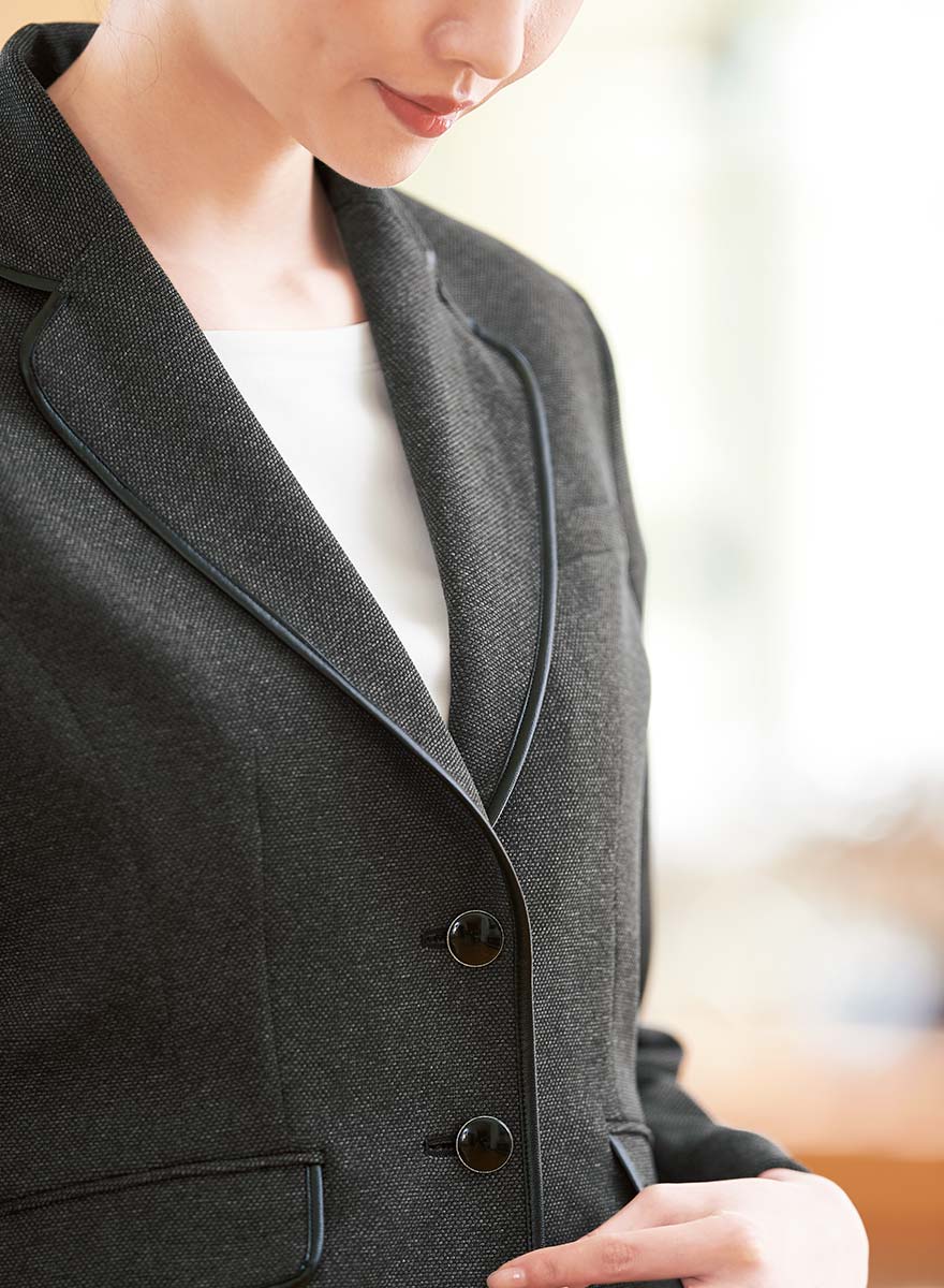 上質感が漂うこだわり杢グレーのジャケット+スカートセット - 9186/9858商品画像5