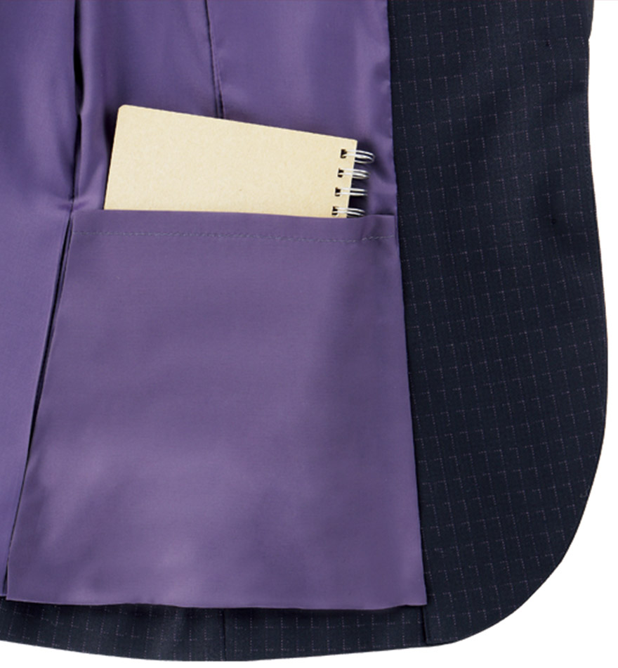 衿のサテンづかいで女性らしく、星のようにきらめくチェック柄が上品なジャケット+スカートセット - AJ0268/AS2316商品画像3