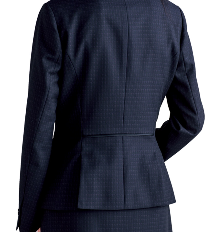 衿のサテンづかいで女性らしく、星のようにきらめくチェック柄が上品なジャケット+スカートセット - AJ0268/AS2316商品画像4