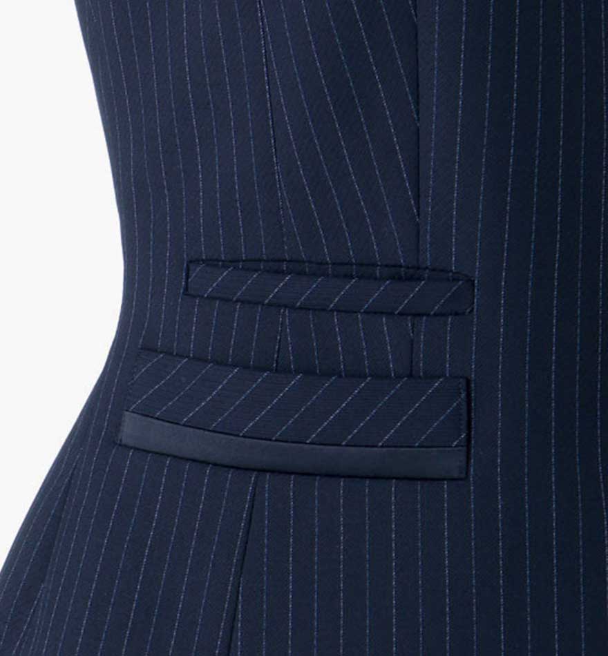 衿のラインに施されたサテンがさりげなく輝くカラーストライプのベスト+スカートセット - AV1257/AS2300商品画像2